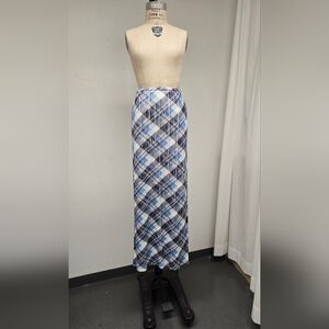 Issey Miyake Plaid Pleated Maxi Skirt